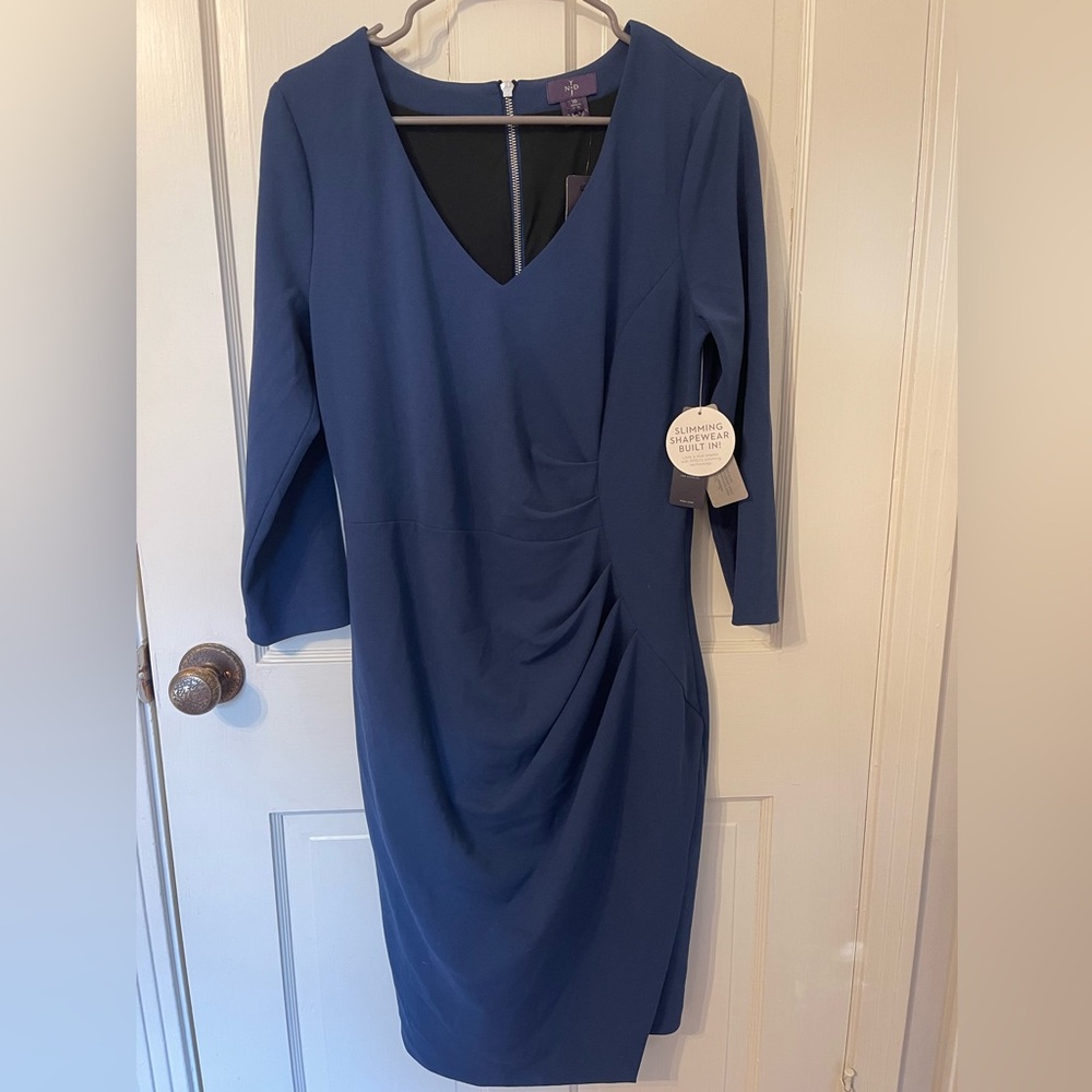 Navy blue 3/4 sleeve shapewear dress